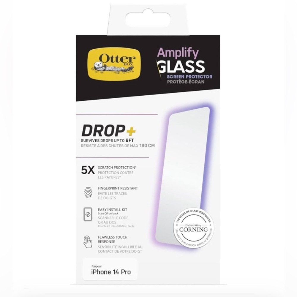 NEW - OtterBox AMPLIFY GLASS ANTIMICROBIAL Screen Protector for iPhone 14 Pro